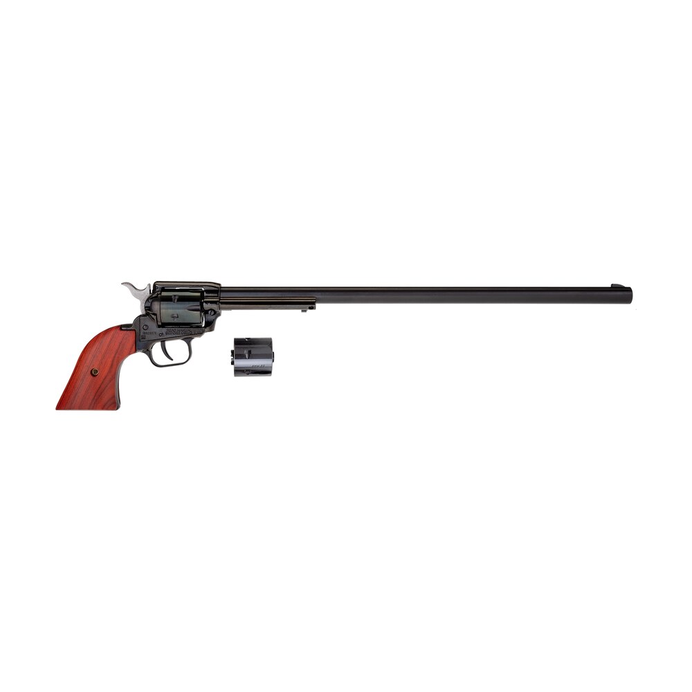 heritage mfg rr22mb16 rough rider 22 lr/22 wmr 6 shot, 16" black steel barrel, black zinc alloy frame, black cylinder cocobolo grip, hammer/thumb safety, exposed hammer Heritage Mfg RR22MB16 Rough Rider 22 LR/22 WMR 6 Shot, 16" Black Steel Sports South item 113676