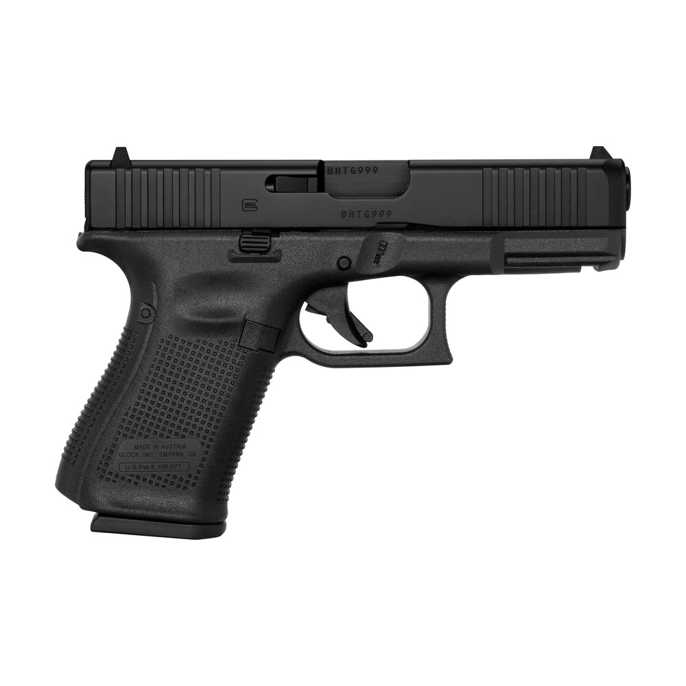 glock pa195s201 g19 gen5 compact 9mm luger 10+1 4.02" black gmb barrel, black ndlc serrated slide, black polymer frame w/picatinny rail, black textured w/interchangeable backstrap grip, ambidextrous Glock PA195S201 G19 Gen5 Compact 9mm Luger 10+1 4.02" Black GMB Sports South item 113755