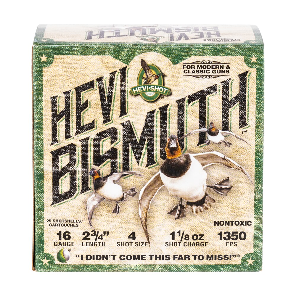hevi shot hs16704 hevi bismuth 16gauge 2.75" 1 1/8oz bismuth 4shot 25 per box/10 case HEVI-Shot HS16704 HEVI-Bismuth 16Gauge 2.75" 1 1/8oz Bismuth 4Shot 25 Per Box/10 Case Sports South item 114136
