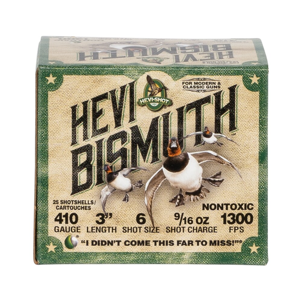 hevi shot hs19006 hevi bismuth 410gauge 3" 9/16oz bismuth 6shot 25 per box/10 case HEVI-Shot HS19006 HEVI-Bismuth 410Gauge 3" 9/16oz Bismuth 6Shot 25 Per Box/10 Case Sports South item 114141