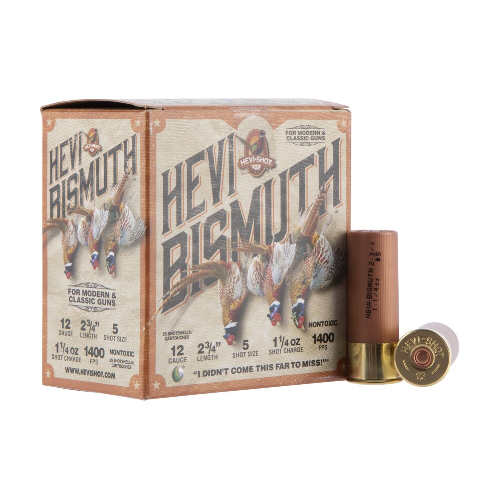 hevi shot hs14715 hevi bismuth upland 12gauge 2.75" 1 1/4oz bismuth 5shot 25 per box/10 case HEVI-Shot HS14715 HEVI-Bismuth Upland 12Gauge 2.75" 1 1/4oz Bismuth 5Shot 25 Per Box/10 Case Sports South item 114142