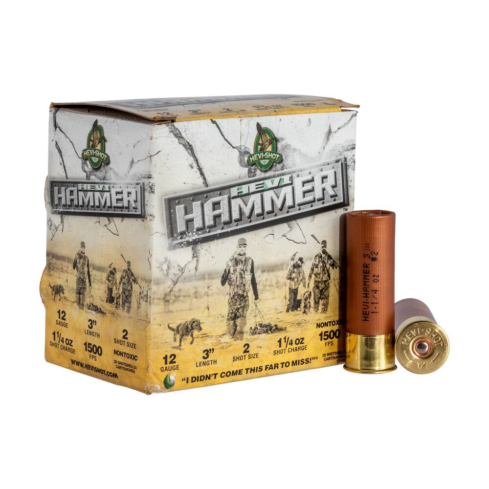 hevi shot hs28002 hevi hammer 12gauge 3" 1 1/4oz 2shot 25 per box/10 case HEVI-Shot HS28002 HEVI-Hammer 12Gauge 3" 1 1/4oz 2Shot 25 Per Box/10 Case Sports South item 114144