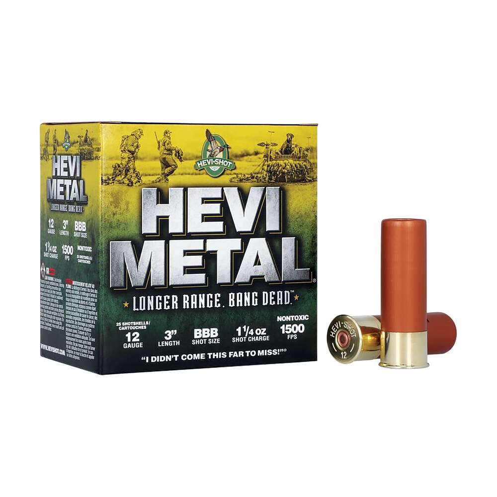 hevi metal hs38008 hevi metal longer range 12gauge 3" 1 1/4oz bbbshot 25 per box/10 case HEVI-Metal HS38008 HEVI-Metal Longer Range 12Gauge 3" 1 1/4oz BBBShot 25 Per Box/10 Case Sports South item 114156