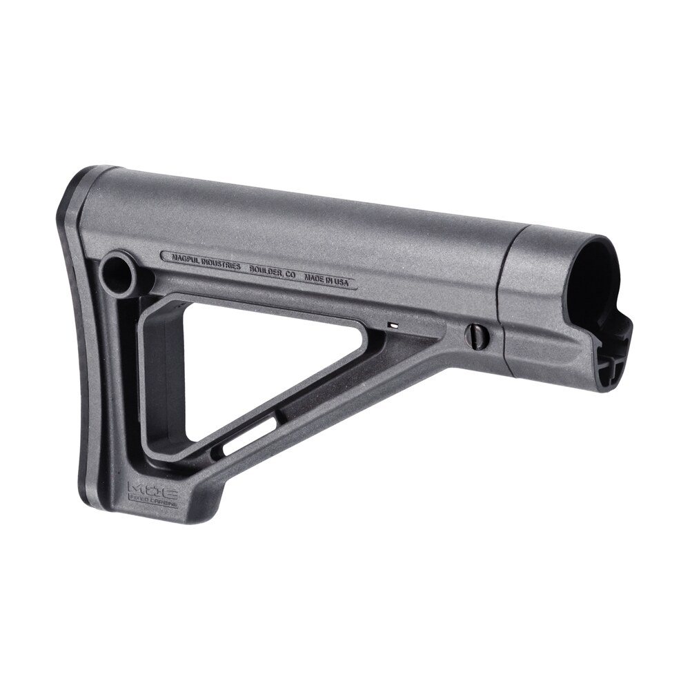 magpul mag480 gry moe carbine stock fixed stealth gray synthetic for ar 15, m16, m4 with mil spec tube (tube not included) Magpul MAG480-GRY MOE Carbine Stock Fixed Stealth Gray Synthetic for AR-15, M16, M4 Sports South item 114274