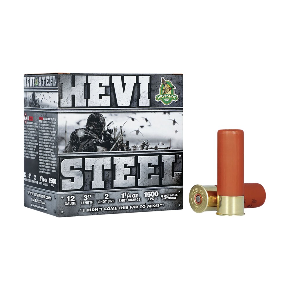 hevi shot hs60002 hevi steel 12gauge 3" 1 1/4oz 2shot 25 per box/10 case HEVI-Shot HS60002 HEVI-Steel 12Gauge 3" 1 1/4oz 2Shot 25 Per Box/10 Case Sports South item 114493