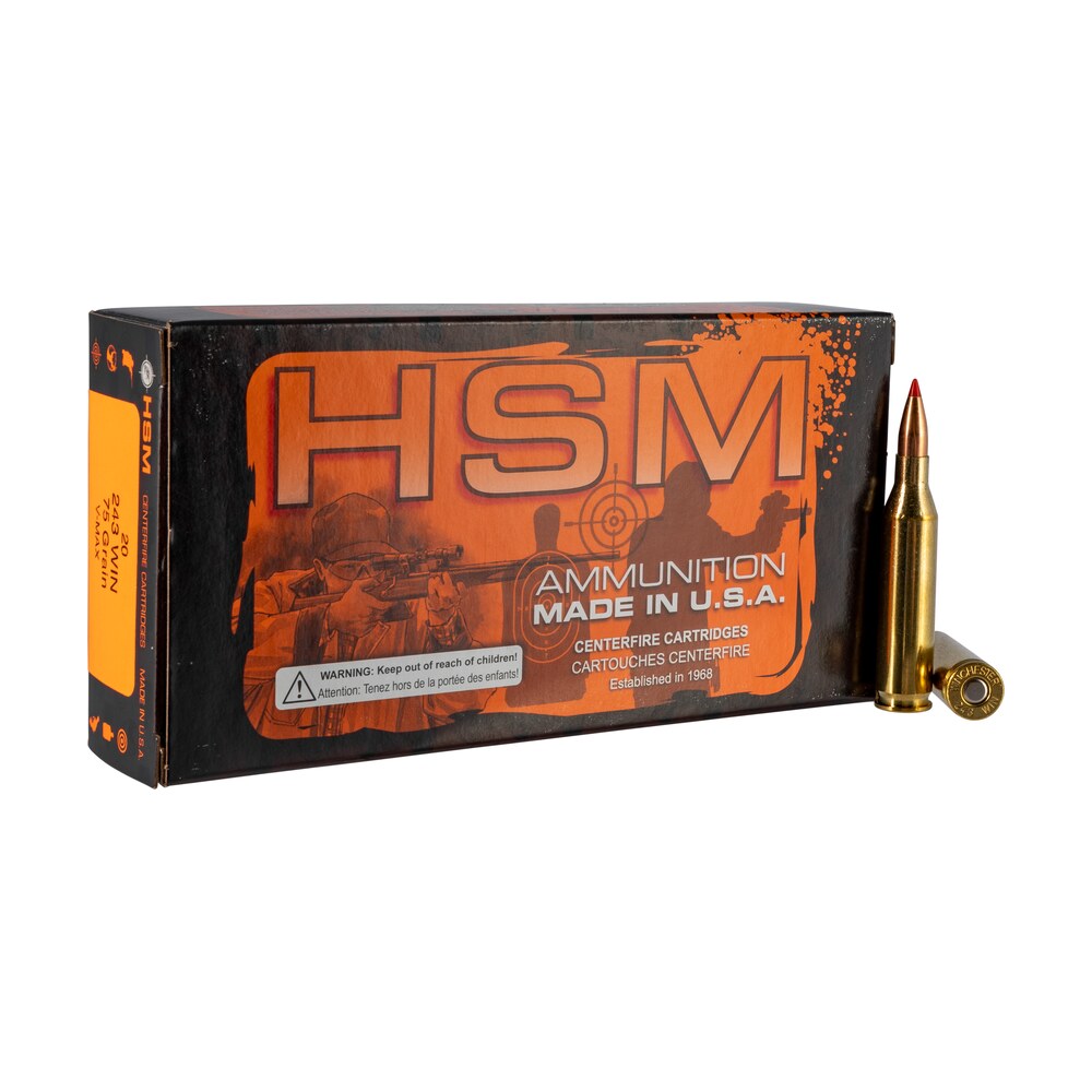 hsm 2432n varmint 243 win 75 gr hornady v max 20 per box/ 25 case HSM 2432N Varmint 243 Win 75 gr Hornady V Max 20 Per Box/ 25 Case Sports South item 115246