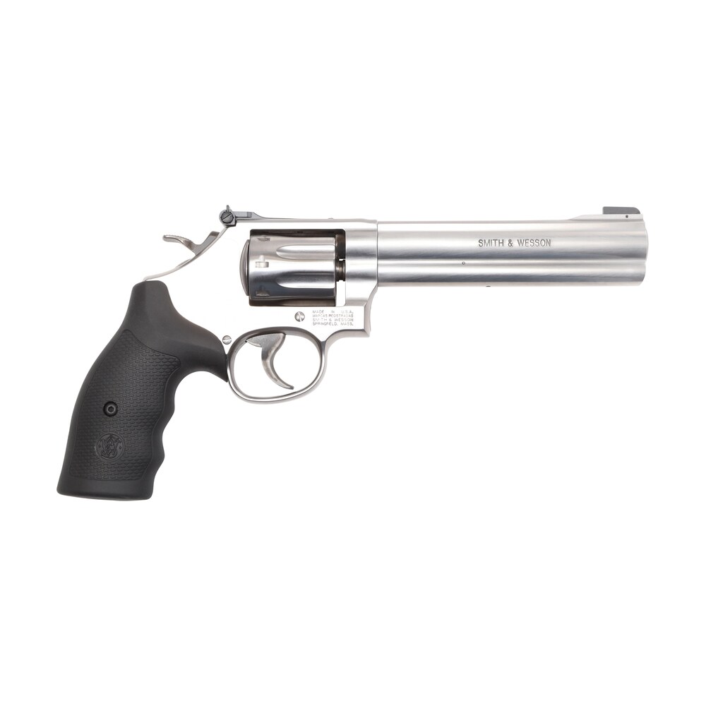 smith & wesson 12460 model 648 k frame frame 22 wmr 8 shot 6" stainless steel barrel, cylinder & frame, black finger grooved grip, internal lock safety, exposed hammer Smith & Wesson 12460 Model 648 K-Frame Frame 22 WMR 8 Shot 6" Stainless Steel Sports South item 115399