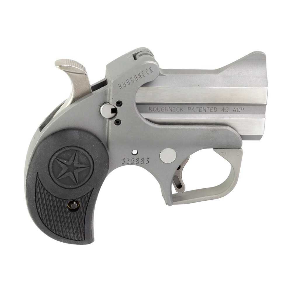 bond arms barn roughneck rough series 45 acp 2 shot 2.50" rough matte stainless steel barrel/frame black rubber grips right hand Bond Arms BARN Roughneck Rough Series 45 ACP 2 Shot 2.50" Rough Matte Stainless Steel Sports South item 115400