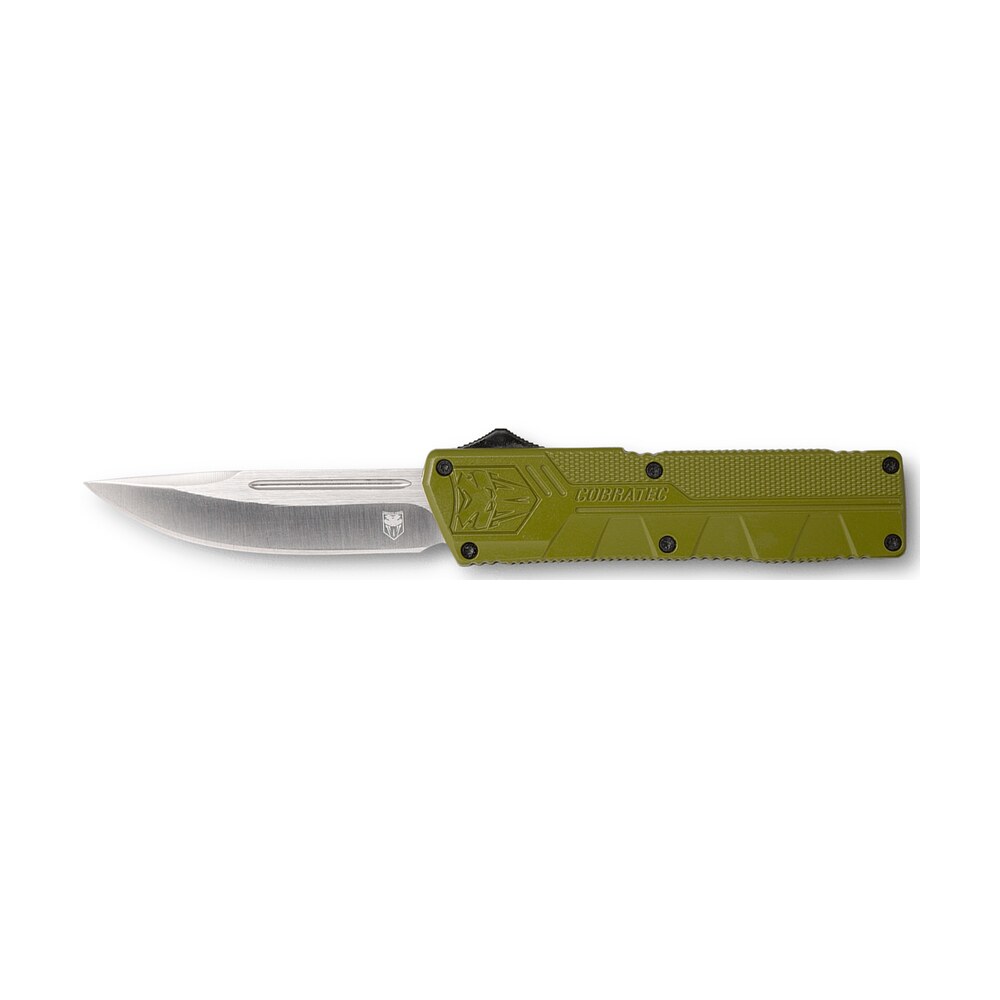 cobratec knives odctlwdns lightweight 3.25" otf drop point plain d2 steel blade/od green aluminum handle includes pocket clip CobraTec Knives ODCTLWDNS Lightweight 3.25" OTF Drop Point Plain D2 Steel Blade/OD Green Sports South item 115613