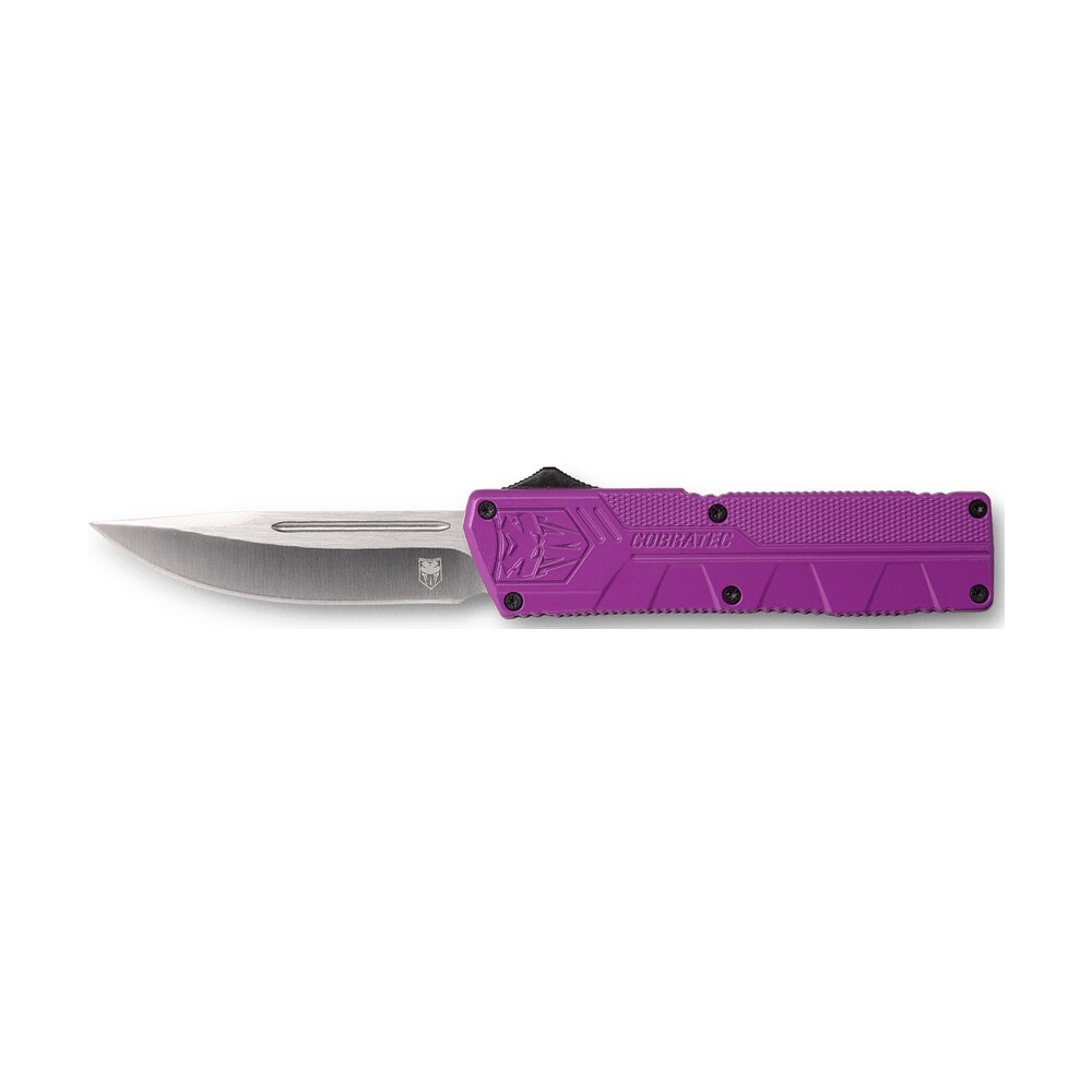 cobratec knives purctlwdns lightweight 3.25" otf drop point plain d2 steel blade/purple aluminum handle includes pocket clip CobraTec Knives PURCTLWDNS Lightweight 3.25" OTF Drop Point Plain D2 Steel Blade/Purple Sports South item 115616