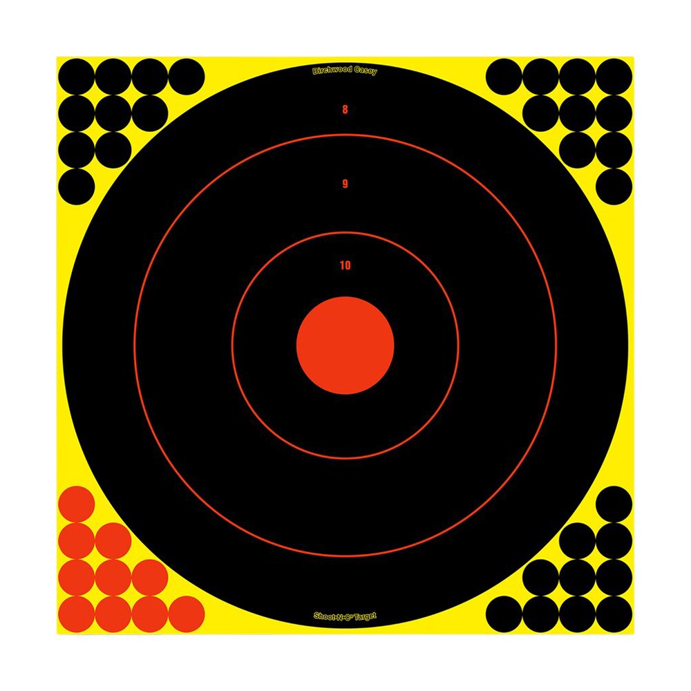 birchwood casey 34186 shoot n c reactive target self adhesive paper black/yellow/red 12" bullseye 12 pack Birchwood Casey 34186 Shoot-N-C Reactive Target Self-Adhesive Paper Black/Yellow/Red 12" Sports South item 115749