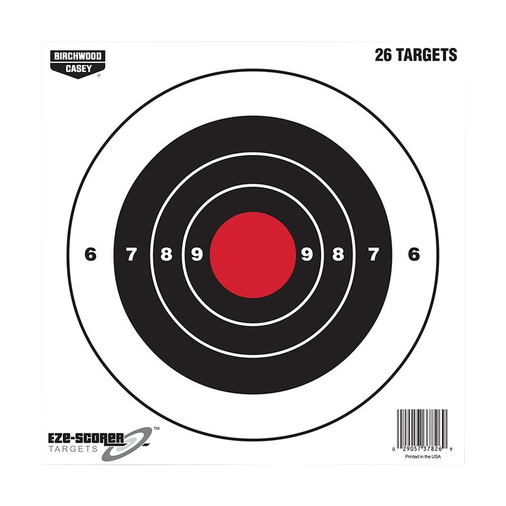 birchwood casey 37826 eze scorer 8" bullseye paper hanging black/red 26 per pkg Birchwood Casey 37826 EZE-Scorer 8" Bullseye Paper Hanging Black/Red 26 Per Pkg Sports South item 115774