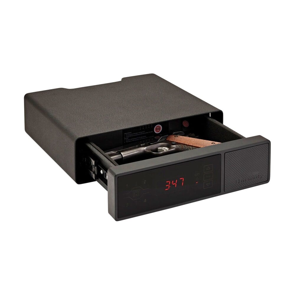 hornady 98215 rapid safe night guard rfid access code key entry black steel holds 1 handgun 3" h x 12" w x 10.50" d Hornady 98215 Rapid Safe Night Guard RFID Access Code Key Entry Black Steel Holds 1 Handgun 3" Sports South item 115795