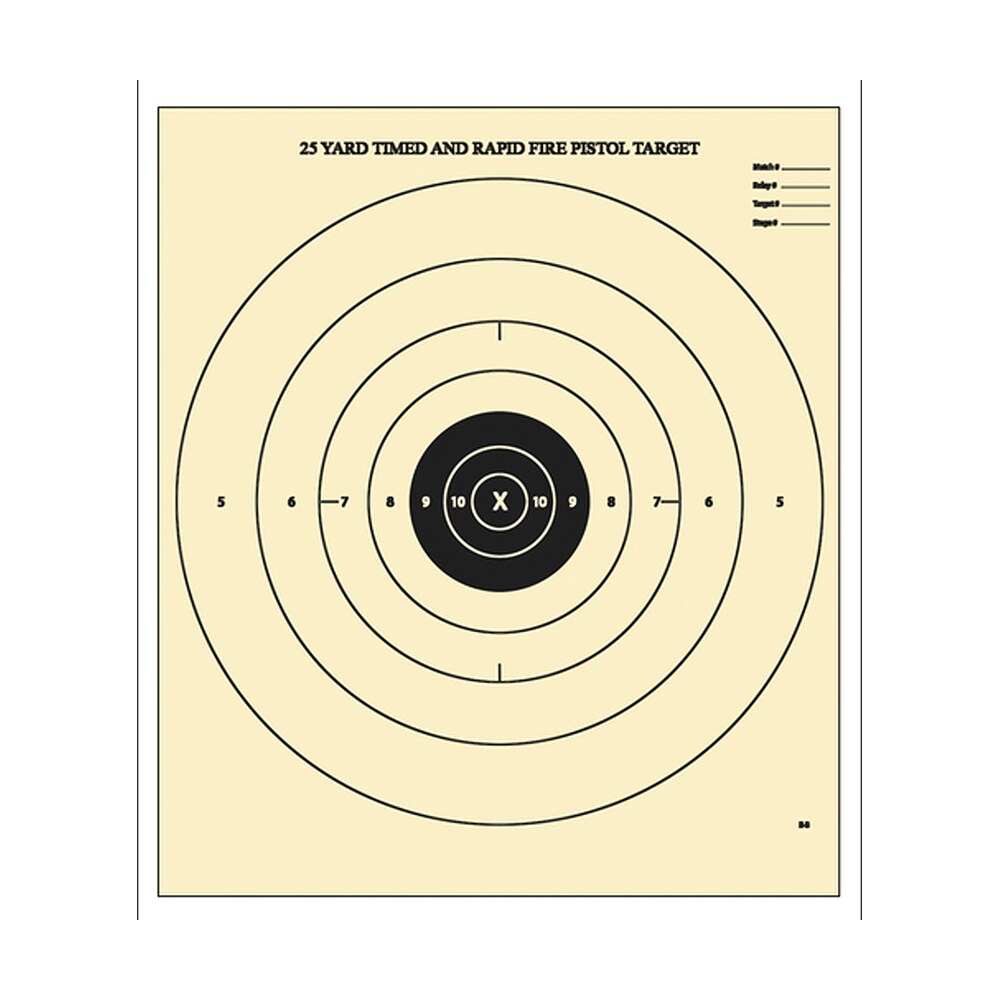 action target b8100 competition nra time & rapid fire bullseye heavy paper hanging 25 yds handgun 21" x 24" black/white 100 per box Action Target B8100 Competition NRA Time & Rapid Fire Bullseye Heavy Paper Hanging 25 yds Sports South item 116008