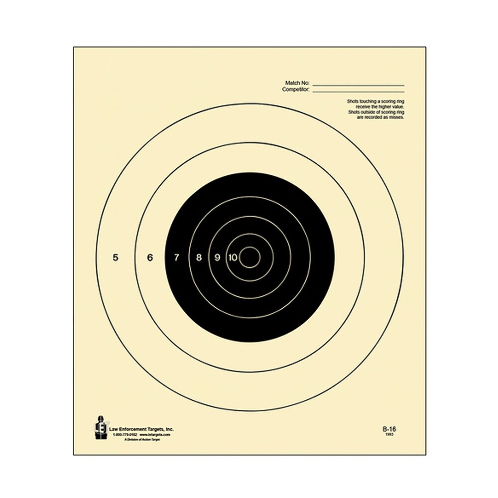 action target b16100 competition nra slow fire bullseye tagboard hanging 25 yds handgun 10.50" x 12" black/white 100 per box Action Target B16100 Competition NRA Slow Fire Bullseye Tagboard Hanging 25 yds Handgun 10.50" Sports South item 116009