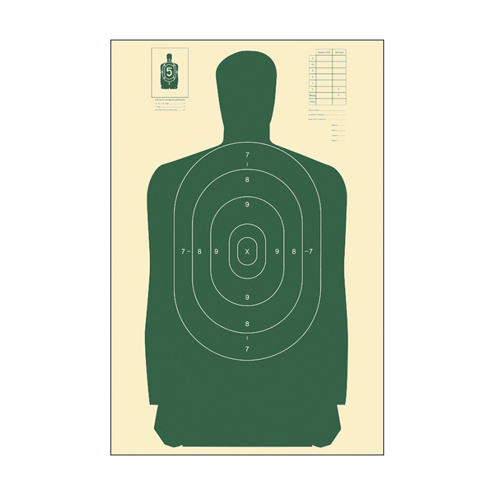 action target b27sgreen100 qualification standard silhouette paper hanging 24" x 45" green/white 100 per box Action Target B27SGREEN100 Qualification Standard Silhouette Paper Hanging 24" x 45" Sports South item 116013