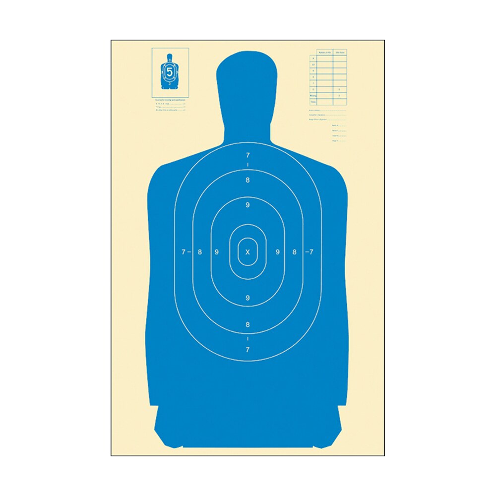 action target b27sblue100 qualification standard silhouette paper hanging 24" x 45" blue/white 100 per box Action Target B27SBLUE100 Qualification Standard Silhouette Paper Hanging 24" x 45" Blue/White Sports South item 116014