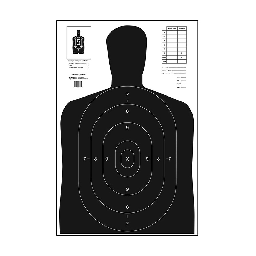 action target b27eblack100 qualification economy silhouette paper hanging 23" x 35" black/white 100 per box Action Target B27EBLACK100 Qualification Economy Silhouette Paper Hanging 23" x 35" Black/White Sports South item 116022