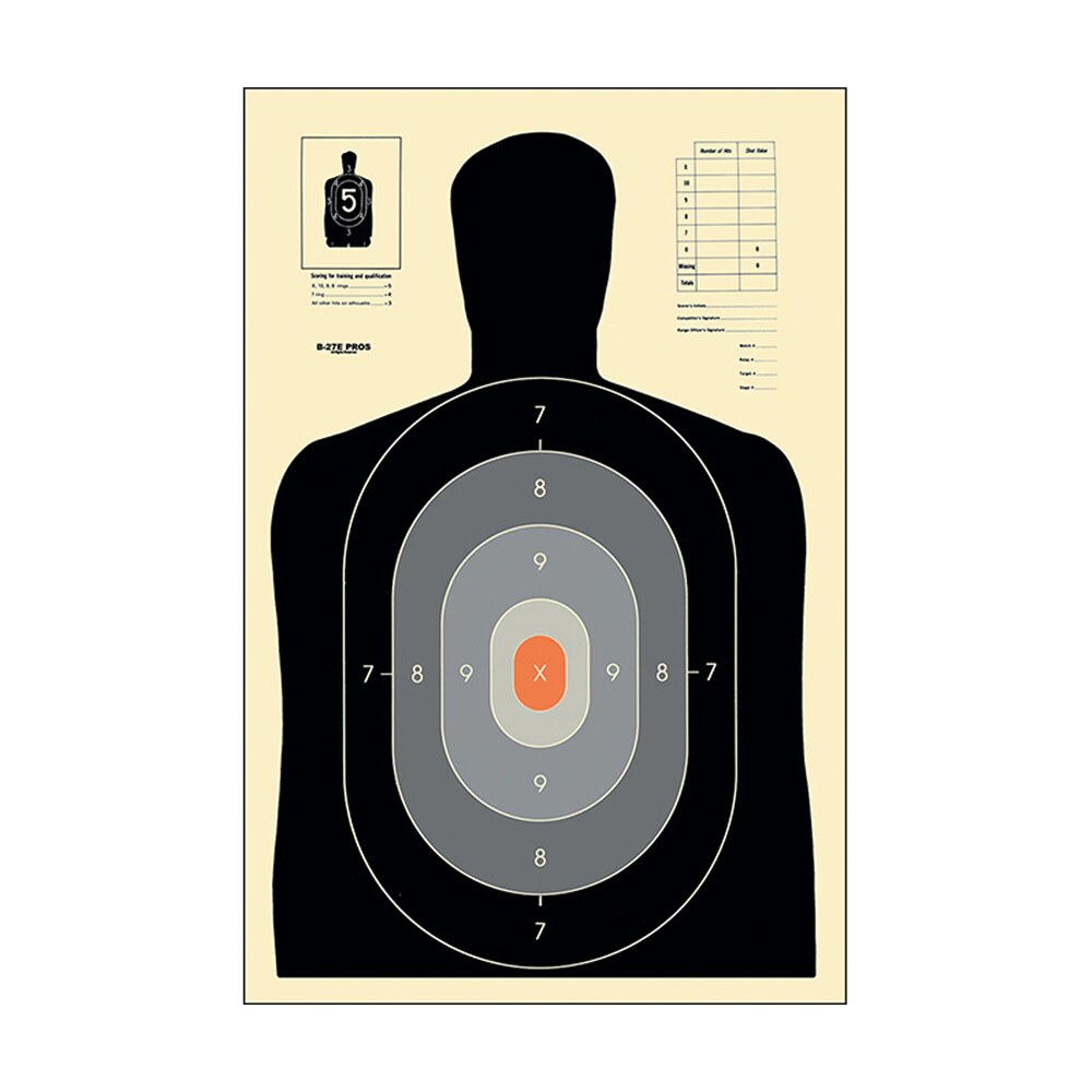 action target b27epros100 qualification pros silhouette paper hanging 23" x 35" black/gray/white 100 per box Action Target B27EPROS100 Qualification Pros Silhouette Paper Hanging 23" x 35" Sports South item 116027