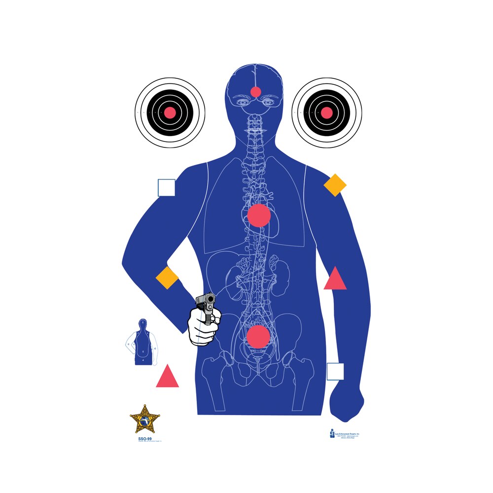 action target sso99100 state specific qualification sarasota sheriff's office silhouette/vitals paper hanging 23" x 35" blue 100 per box Action Target SSO99100 State-Specific Qualification Sarasota Sheriff's Office Silhouette/Vitals Sports South item 116028