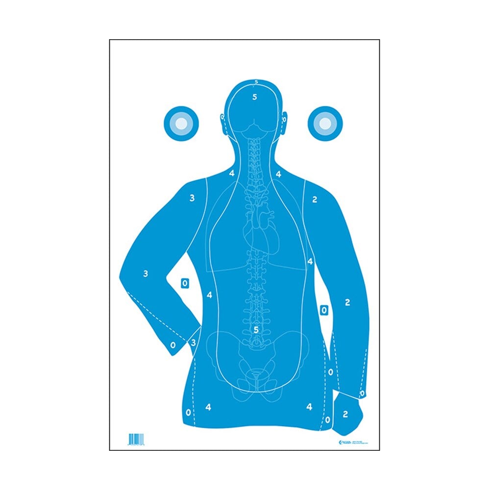 action target fb21eantav2100 qualification silhouette/vitals paper hanging 23" x 35" blue/white 100 per box Action Target FB21EANTAV2100 Qualification Silhouette/Vitals Paper Hanging 23" x 35" Blue/White Sports South item 116039