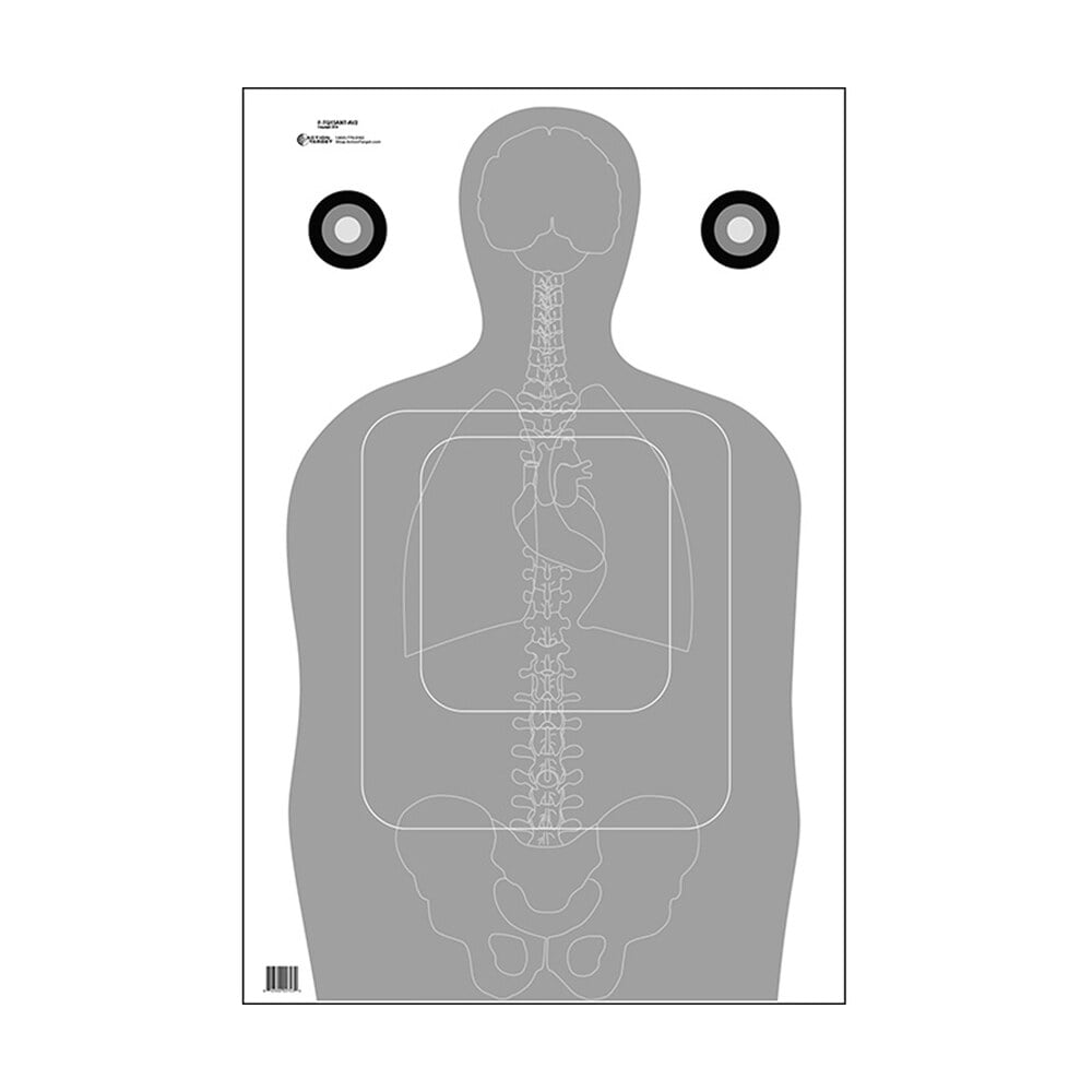 action target ftq15antav2100 qualification silhouette/vitals paper 23" x 35" gray/white 100 per box Action Target FTQ15ANTAV2100 Qualification Silhouette/Vitals Paper 23" x 35" Gray/White 100 Per Sports South item 116040