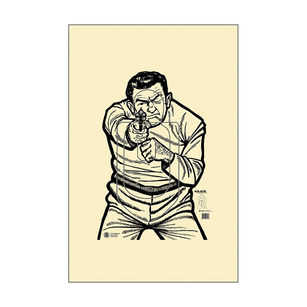 action target iceqt2009100 qualification us immigration & customs enforcement man w/gun paper hanging 17.50" x 23" black/white 100 per box Action Target ICEQT2009100 Qualification US Immigration & Customs Enforcement Man Sports South item 116057