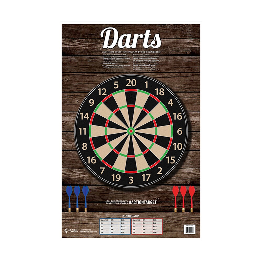action target gsdarts100 entertainment dart board paper hanging 23" x 35" multi color 100 per box Action Target GSDARTS100 Entertainment Dart Board Paper Hanging 23" x 35" Multi-Color 100 Per Sports South item 116069