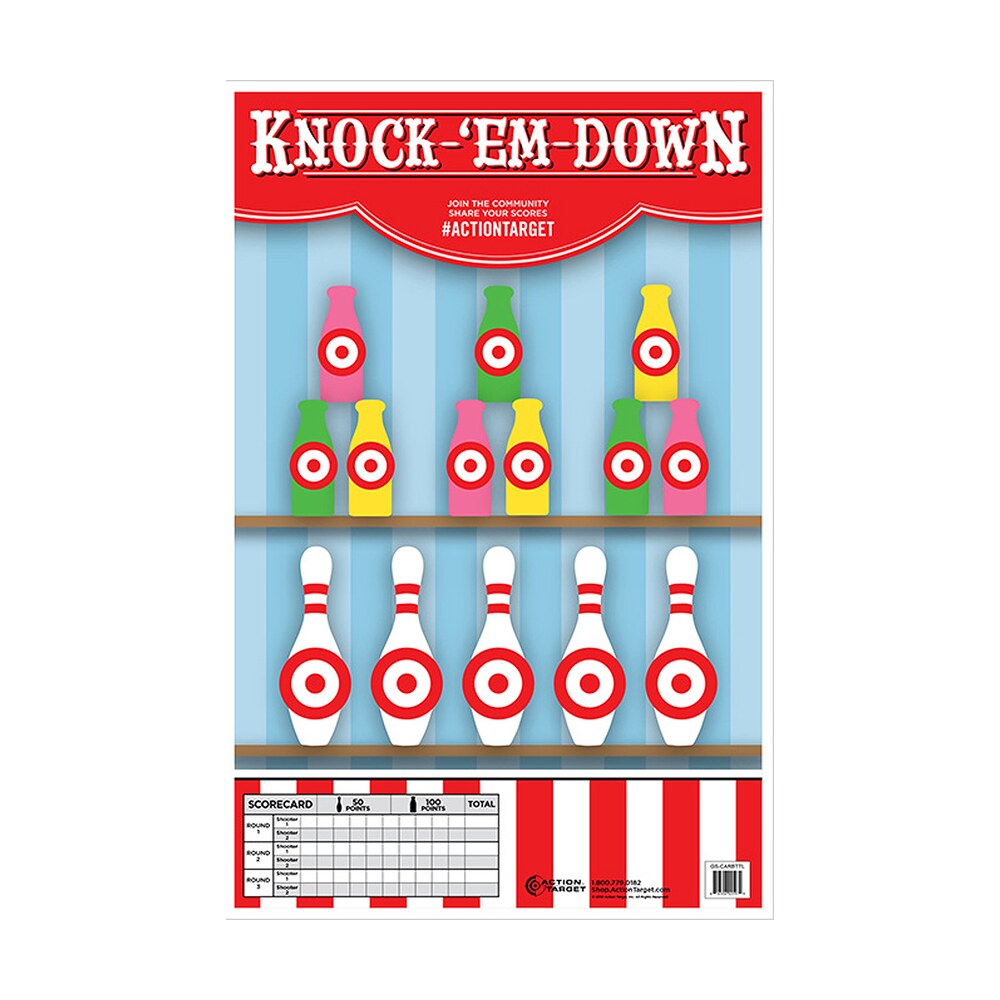 action target gscarbttl100 entertainment knock 'em down bottles/pins paper hanging 23" x 35" multi color 100 per box Action Target GSCARBTTL100 Entertainment Knock-'Em-Down Bottles/Pins Paper Hanging 23" x 35" Sports South item 116079