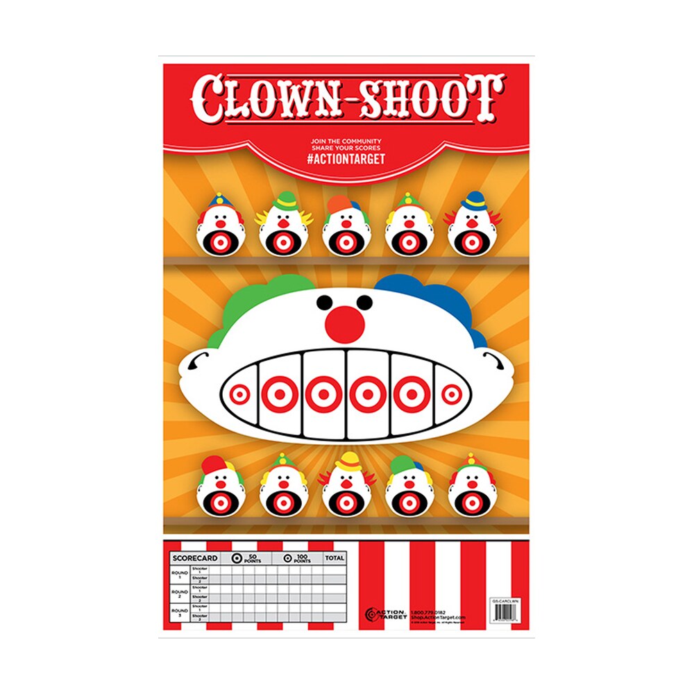 action target gscarclwn100 entertainment clowns paper hanging 23" x 35" multi color 100 per box Action Target GSCARCLWN100 Entertainment Clowns Paper Hanging 23" x 35" Multi-Color 100 Per Box Sports South item 116080