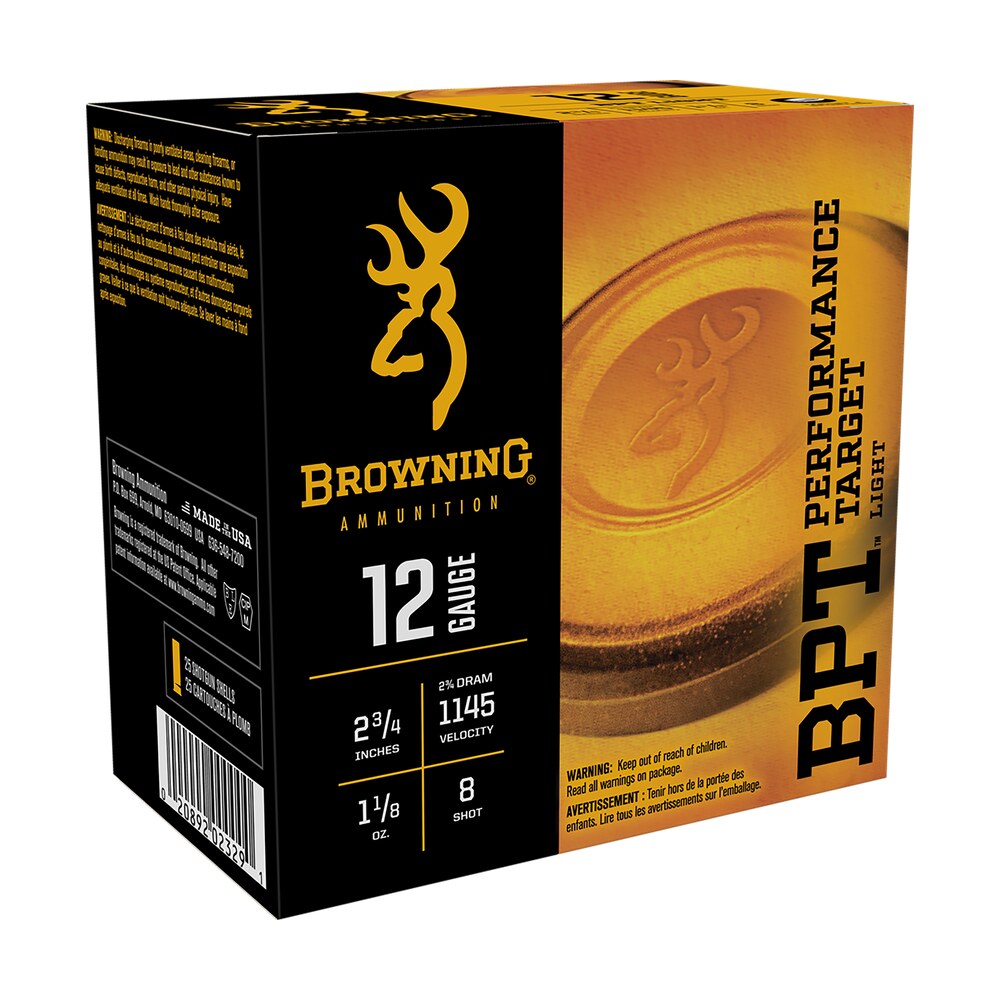 browning ammo b193611228 bpt performance target light 12gauge 2.75" 1 1/8oz 8shot 25 per box/10 case Browning Ammo B193611228 BPT Performance Target Light 12Gauge 2.75" 1 1/8oz 8Shot 25 Per Box/10 Sports South item 116357