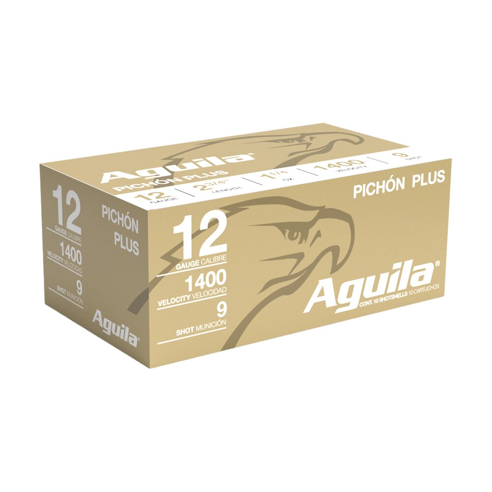 aguila 1chb1297 pichon plus 12gauge 2.75" 1 1/4oz 9shot 10 per box/25 case Aguila 1CHB1297 Pichon Plus 12Gauge 2.75" 1 1/4oz 9Shot 10 Per Box/25 Case Sports South item 116385