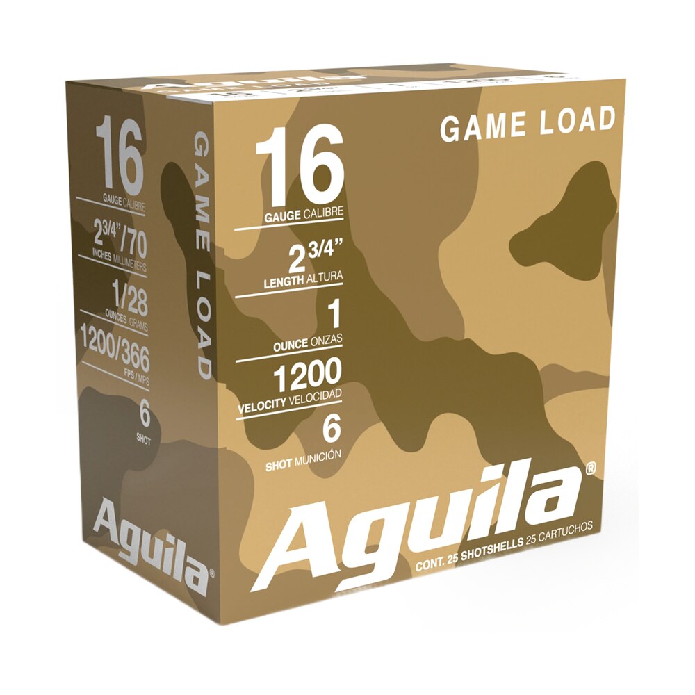 aguila 1chb1616 game load 16gauge 2.75" 1oz 6shot 25 per box/10 case Aguila 1CHB1616 Game Load 16Gauge 2.75" 1oz 6Shot 25 Per Box/10 Case Sports South item 116391