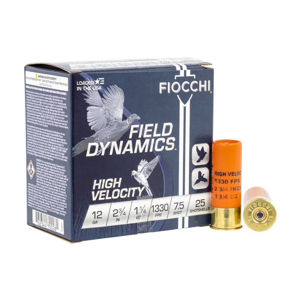 fiocchi 12hv75 field dynamics high velocity 12gauge 2.75" 1 1/4oz 7.5shot 25 per box/10 case Fiocchi 12HV75 Field Dynamics High Velocity 12Gauge 2.75" 1 1/4oz 7.5Shot 25 Per Box/10 Case Sports South item 116582
