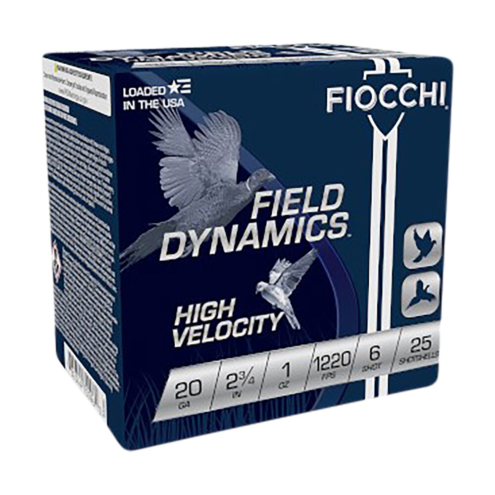 fiocchi 20hv6 field dynamics high velocity 20gauge 2.75" 1oz 6shot 25 per box/10 case Fiocchi 20HV6 Field Dynamics High Velocity 20Gauge 2.75" 1oz 6Shot 25 Per Box/10 Case Sports South item 116591