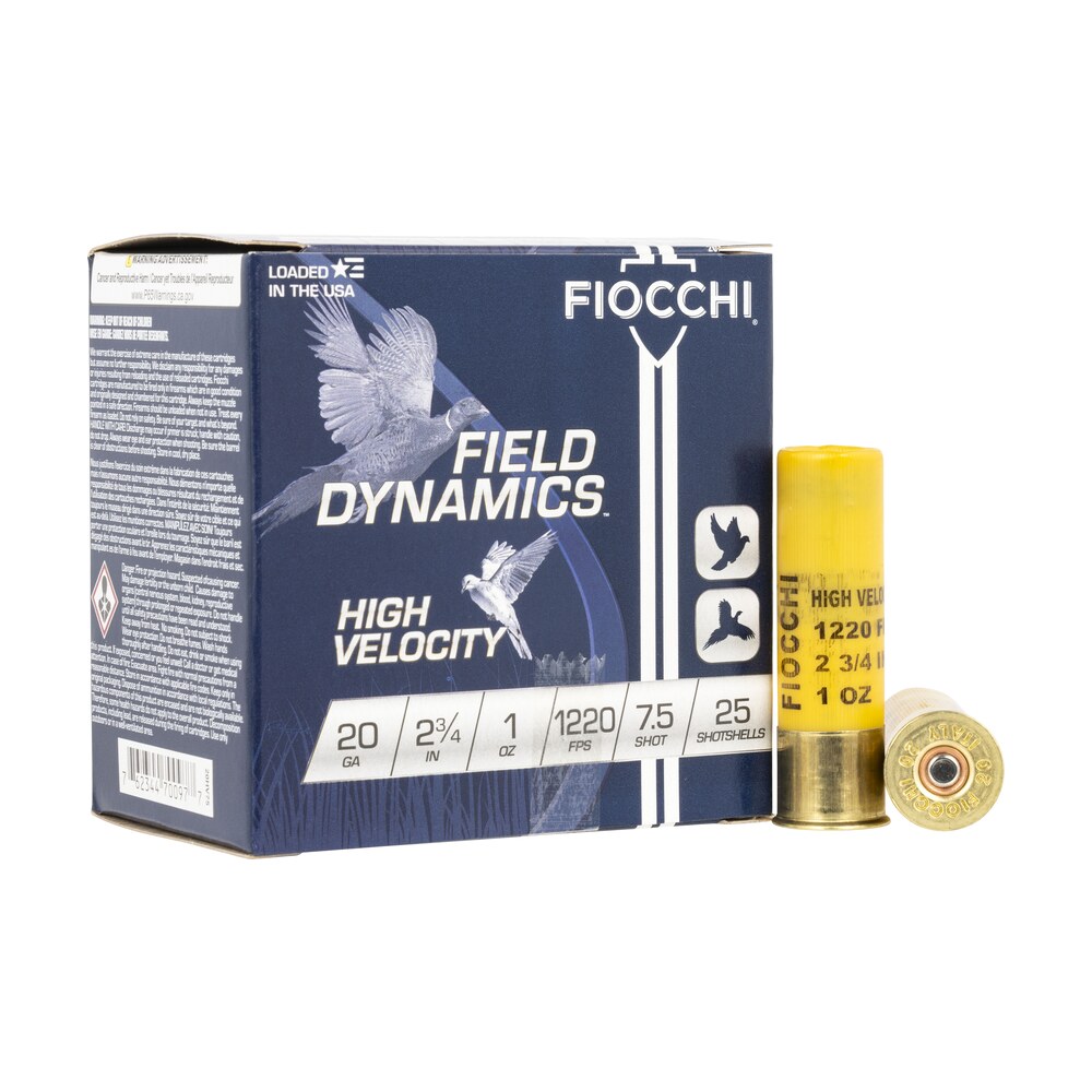 fiocchi 20hv75 field dynamics high velocity 20gauge 2.75″ 1oz 7.5shot 25 per box/10 case Fiocchi 20HV75 Field Dynamics High Velocity 20Gauge 2.75" 1oz 7.5Shot 25 Per Box/10 Case Sports South item 116592
