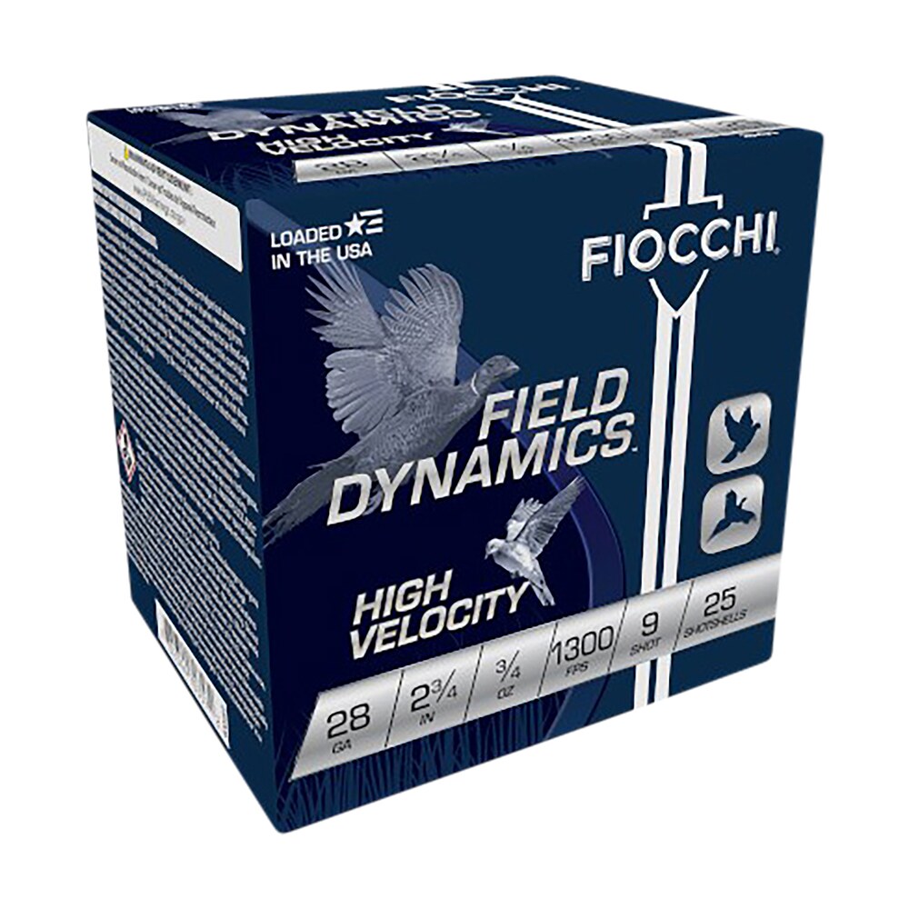 fiocchi 28hv9 field dynamics high velocity 28gauge 2.75" 3/4oz 9shot 25 per box/10 case Fiocchi 28HV9 Field Dynamics High Velocity 28Gauge 2.75" 3/4oz 9Shot 25 Per Box/10 Case Sports South item 116598