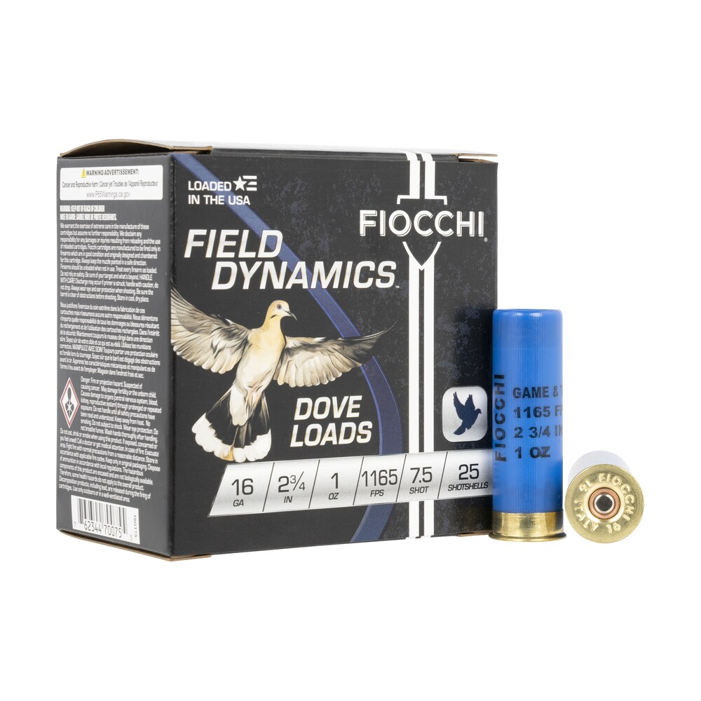 fiocchi 16gt75 field dynamics dove & quail 16gauge 2.75" 1oz 7.5shot 25 per box/10 case Fiocchi 16GT75 Field Dynamics Dove & Quail 16Gauge 2.75" 1oz 7.5Shot 25 Per Box/10 Case Sports South item 116605