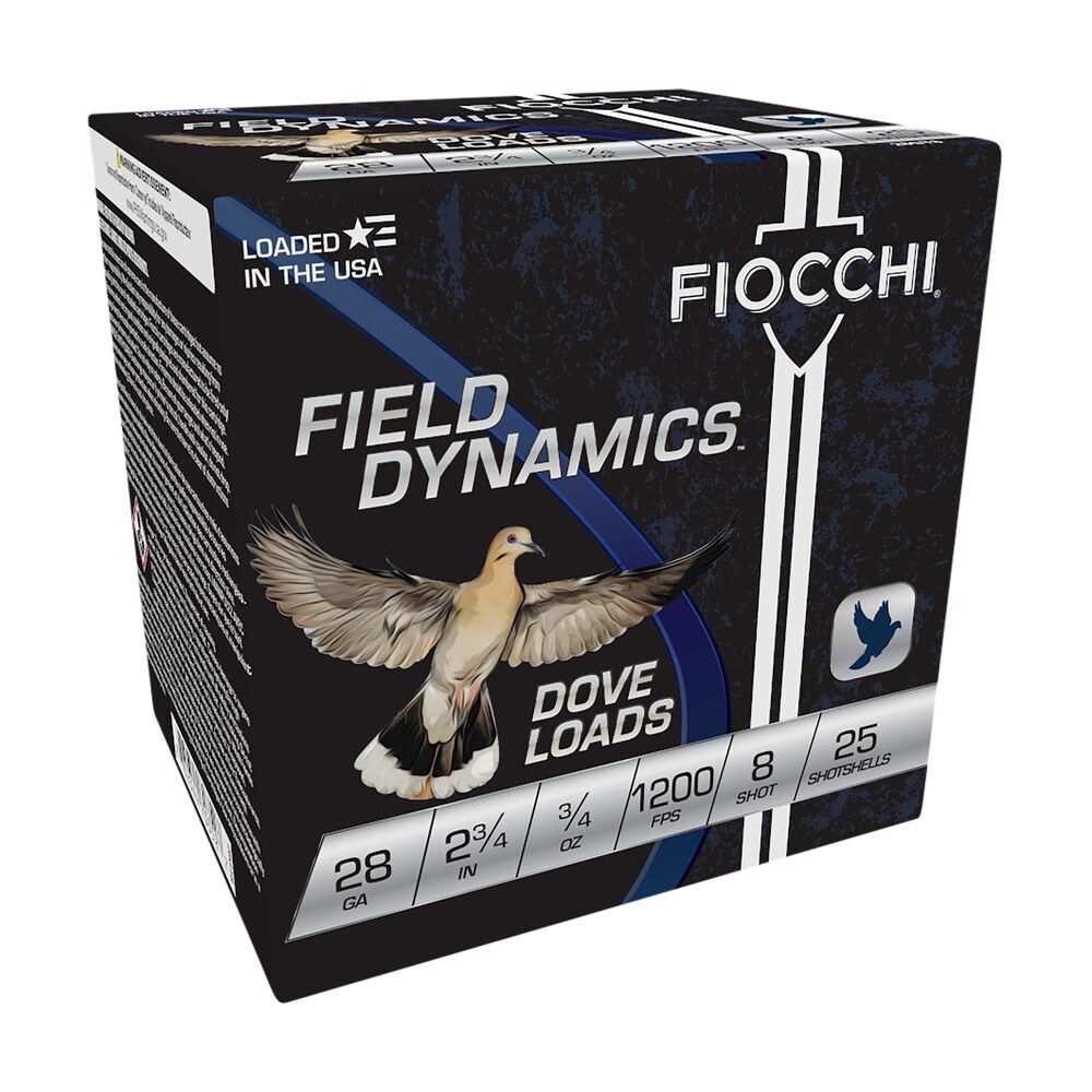 fiocchi 28gt8 field dynamics dove & quail 28gauge 2.75" 3/4oz 8shot 25 per box/10 case Fiocchi 28GT8 Field Dynamics Dove & Quail 28Gauge 2.75" 3/4oz 8Shot 25 Per Box/10 Case Sports South item 116609