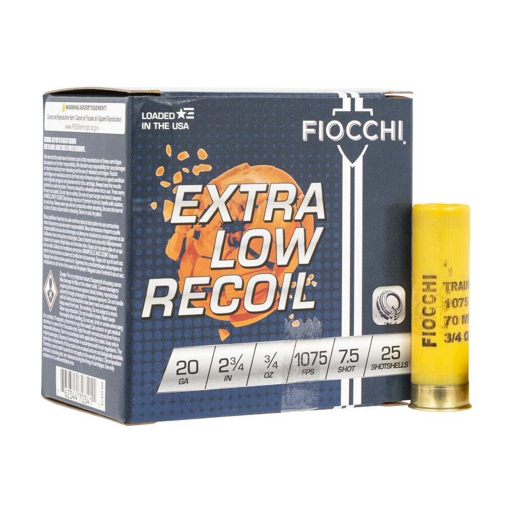 fiocchi 20lite75 exacta target low recoil trainer 20gauge 2.75" 3/4oz 7.5shot 25 per box/10 case Fiocchi 20LITE75 Exacta Target Low Recoil Trainer 20Gauge 2.75" 3/4oz 7.5Shot 25 Per Box/10 Sports South item 116615