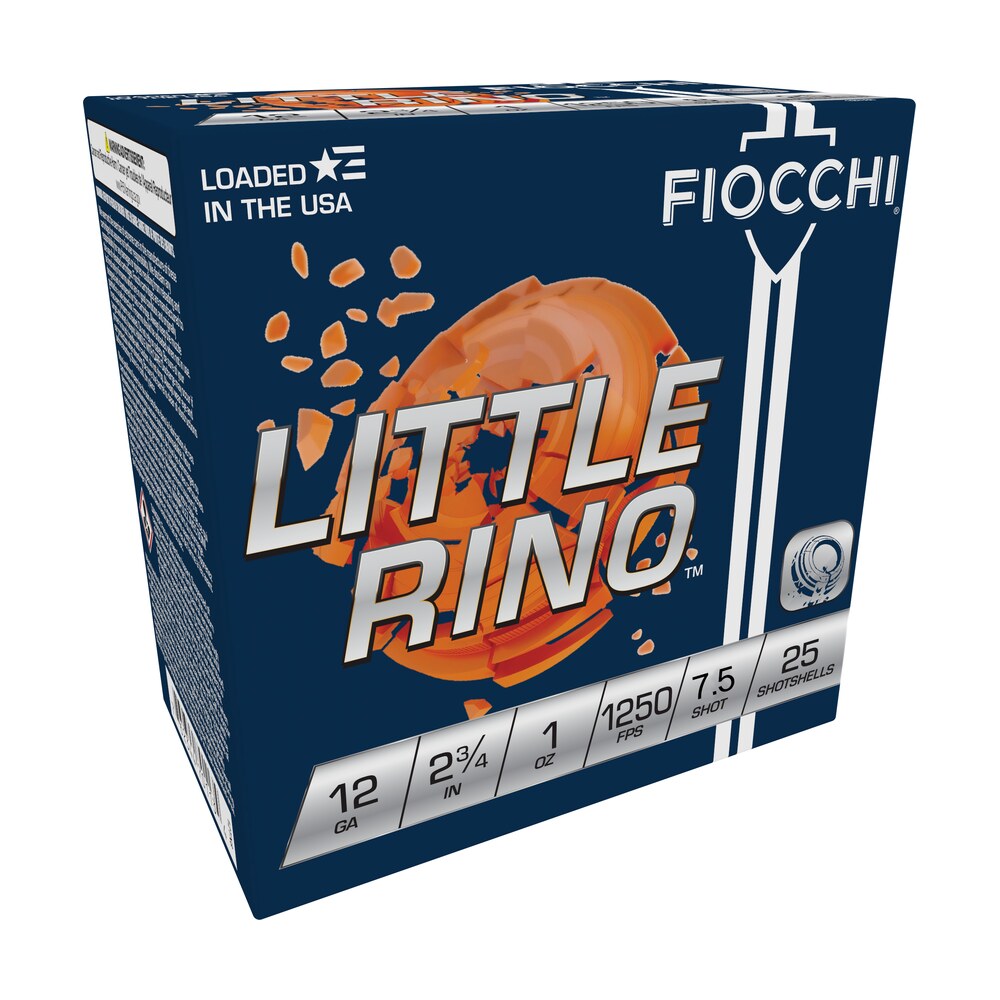 fiocchi 12tx75 exacta target little rino 12gauge 2.75" 1oz 7.5shot 25 per box/10 case Fiocchi 12TX75 Exacta Target Little Rino 12Gauge 2.75" 1oz 7.5Shot 25 Per Box/10 Case Sports South item 116620