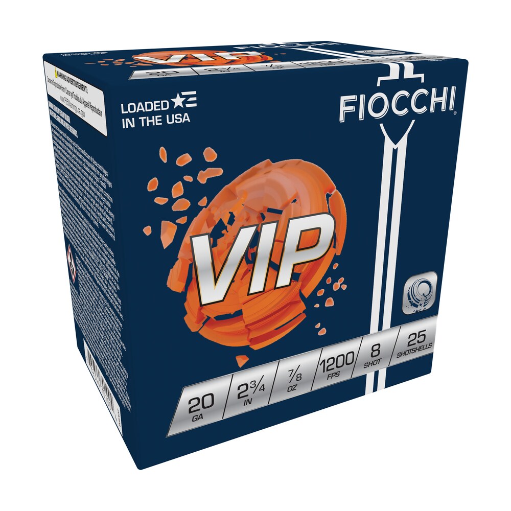 fiocchi 20vip8 exacta target vip 20gauge 2.75" 7/8oz 8shot 25 per box/10 case Fiocchi 20VIP8 Exacta Target VIP 20Gauge 2.75" 7/8oz 8Shot 25 Per Box/10 Case Sports South item 116630