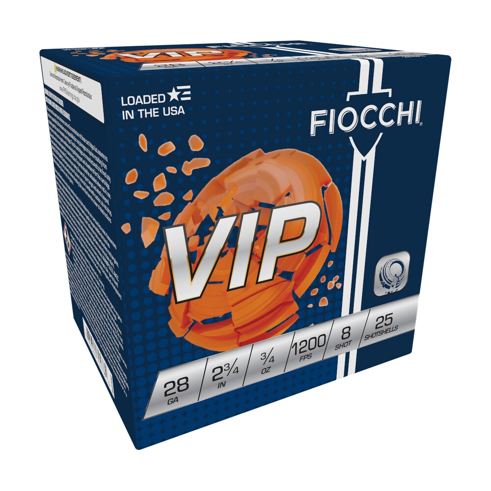 fiocchi 28vip8 exacta target vip 28gauge 2.75" 3/4oz 8shot 25 per box/10 case Fiocchi 28VIP8 Exacta Target VIP 28Gauge 2.75" 3/4oz 8Shot 25 Per Box/10 Case Sports South item 116635