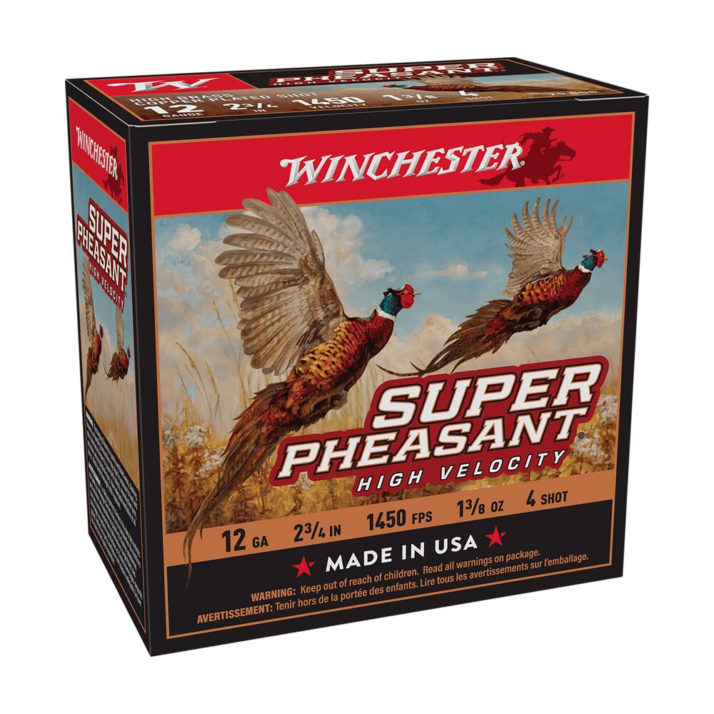 winchester ammo x12phv4 super pheasant high velocity high brass 12gauge 2.75" 1 3/8oz 4shot 25 per box/10 case Winchester Ammo X12PHV4 Super Pheasant High Velocity High Brass 12Gauge 2.75" 1 3/8oz 4Shot 25 Sports South item 116646
