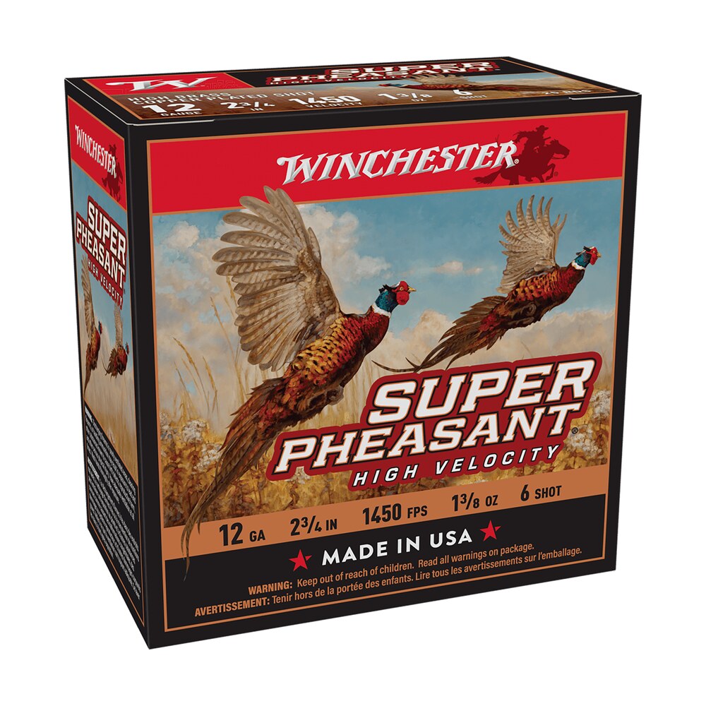 winchester ammo x12phv6 super pheasant high velocity high brass 12gauge 2.75" 1 3/8oz 6shot 25 per box/10 case Winchester Ammo X12PHV6 Super Pheasant High Velocity High Brass 12Gauge 2.75" 1 3/8oz 6Shot 25 Sports South item 116648