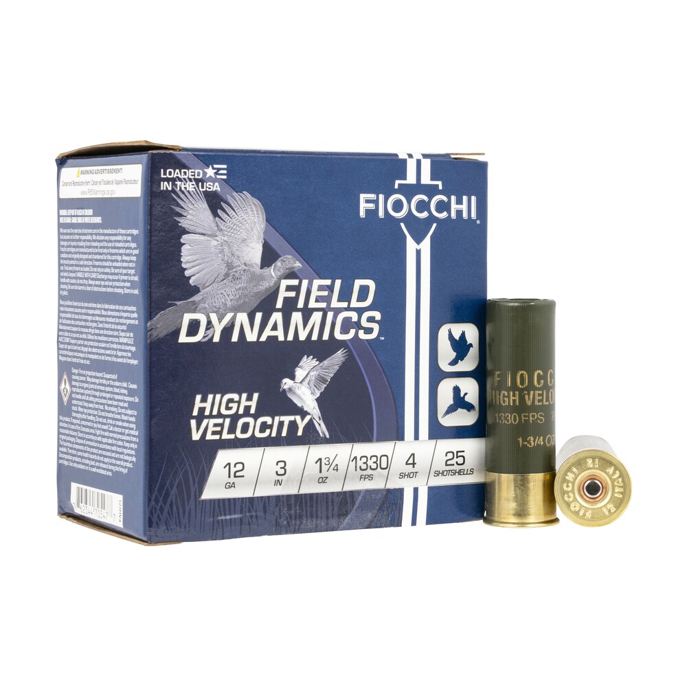 fiocchi 123hv4 field dynamics high velocity 12gauge 3" 1 3/4oz 4shot 25 per box/10 case Fiocchi 123HV4 Field Dynamics High Velocity 12Gauge 3" 1 3/4oz 4Shot 25 Per Box/10 Case Sports South item 116792