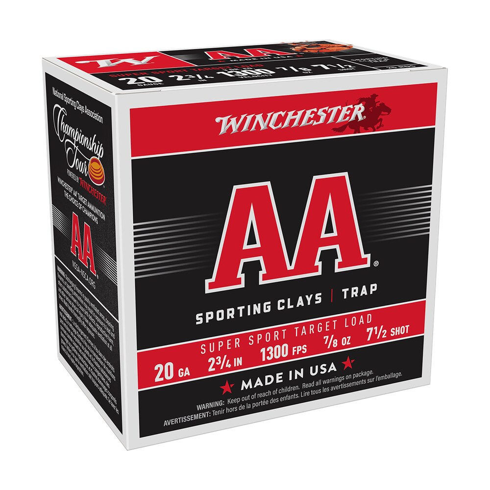 winchester ammo aasc207 aa super sport sporting clay 20gauge 2.75" 7/8oz 7.5shot 25 per box/10 case Winchester Ammo AASC207 AA Super Sport Sporting Clay 20Gauge 2.75" 7/8oz 7.5Shot 25 Per Box/10 Sports South item 117198