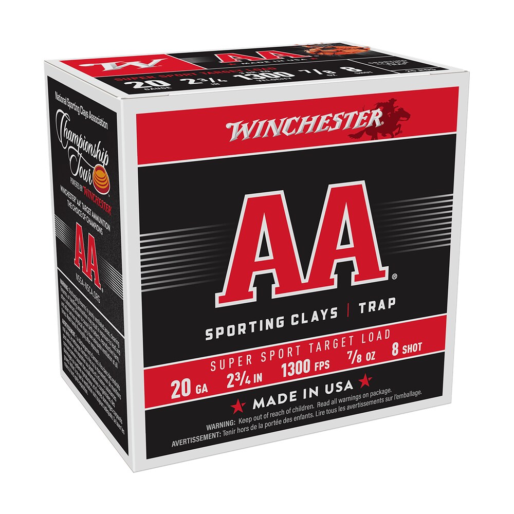 winchester ammo aasc208 aa super sport sporting clay 20gauge 2.75" 7/8oz 8shot 25 per box/10 case Winchester Ammo AASC208 AA Super Sport Sporting Clay 20Gauge 2.75" 7/8oz 8Shot 25 Per Box/10 Sports South item 117199