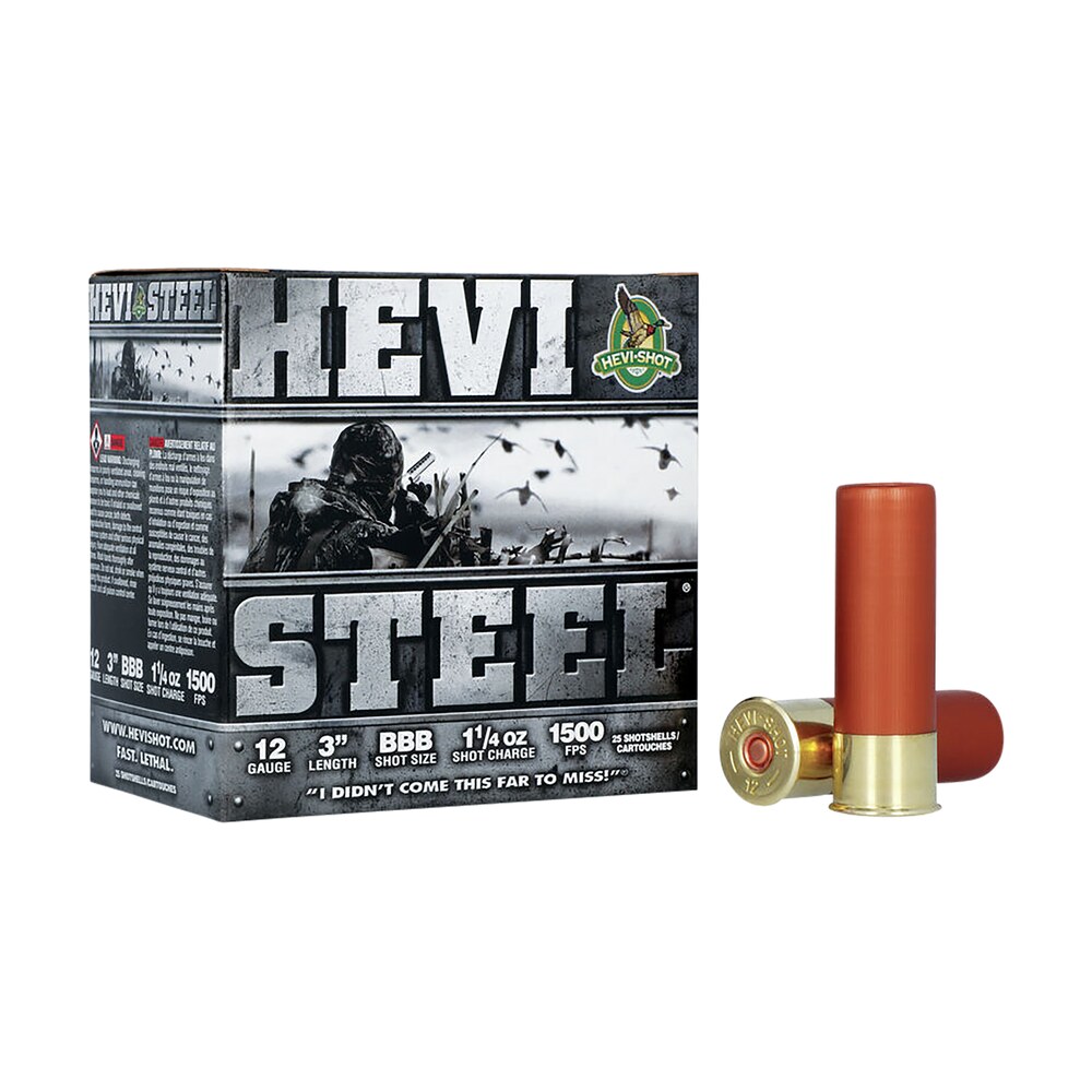 hevi shot hs60888 hevi steel 12gauge 3" 1 1/4oz bbbshot 25 per box/10 case HEVI-Shot HS60888 HEVI-Steel 12Gauge 3" 1 1/4oz BBBShot 25 Per Box/10 Case Sports South item 117452