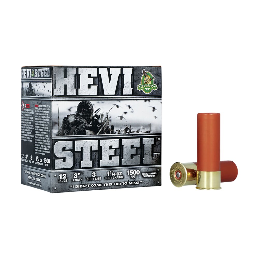 hevi shot hs60003 hevi steel 12gauge 3" 1 1/4oz 3shot 25 per box/10 case HEVI-Shot HS60003 HEVI-Steel 12Gauge 3" 1 1/4oz 3Shot 25 Per Box/10 Case Sports South item 117456